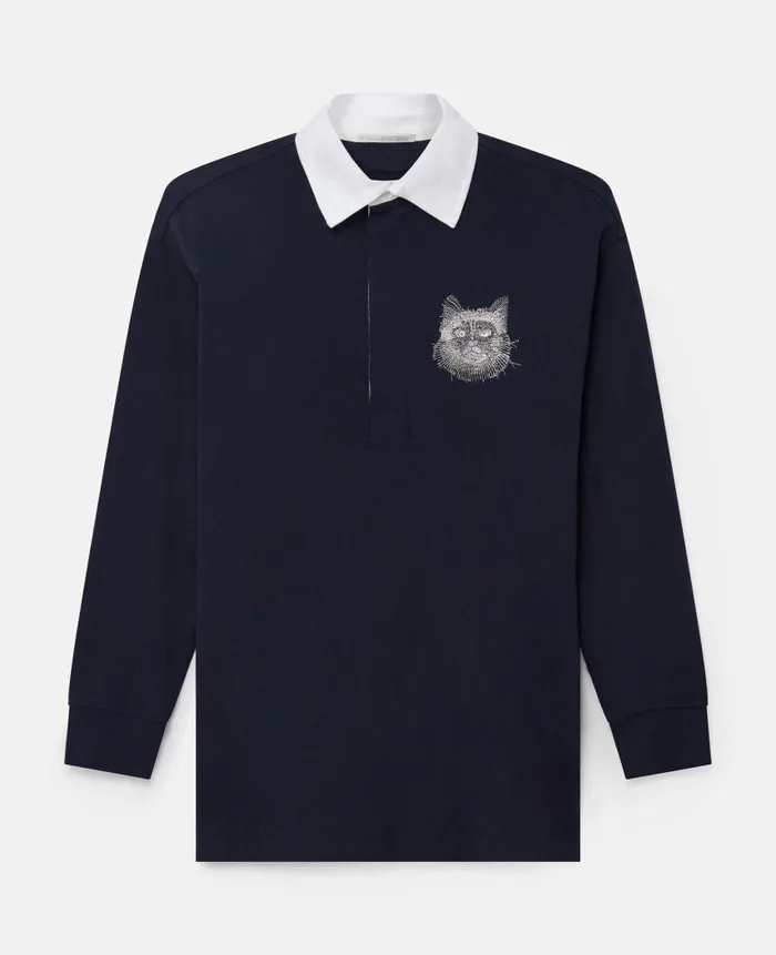 Women Dresses Stella McCartney CatEmbroidered Sweatshirt Dress Deep Navy