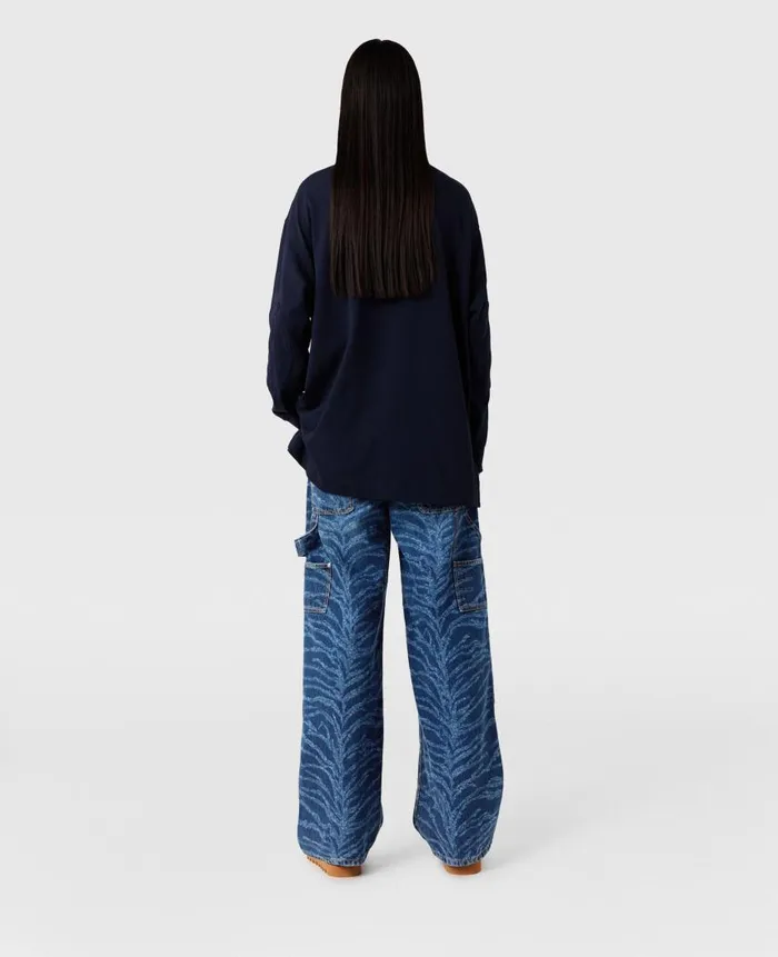 Women Dresses Stella McCartney CatEmbroidered Sweatshirt Dress Deep Navy