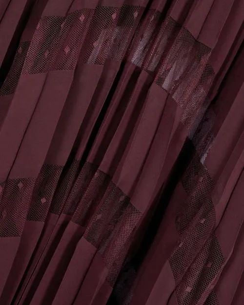 Women Dresses The Kooples Long Burgundy Pleated Dress Burgundy