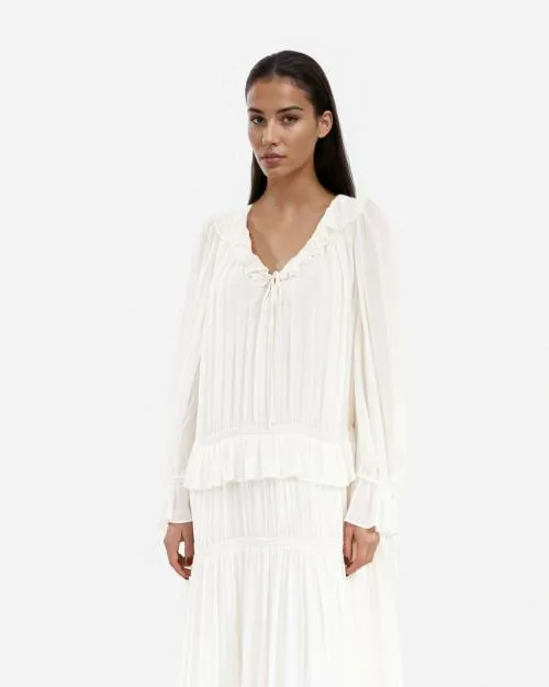 Women Dresses The Kooples Pussy Bow Collar Ecru Dress Ecru