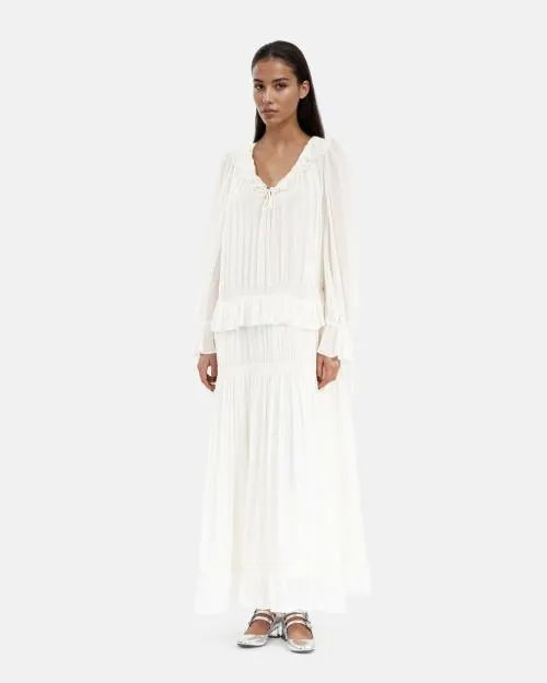 Women Dresses The Kooples Pussy Bow Collar Ecru Dress Ecru