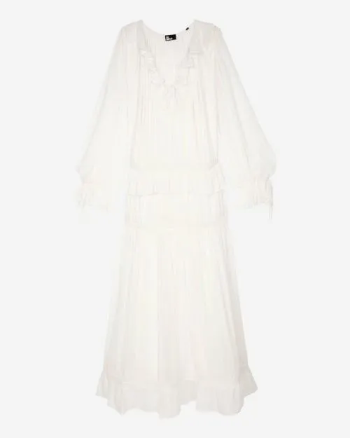 Women Dresses The Kooples Pussy Bow Collar Ecru Dress Ecru