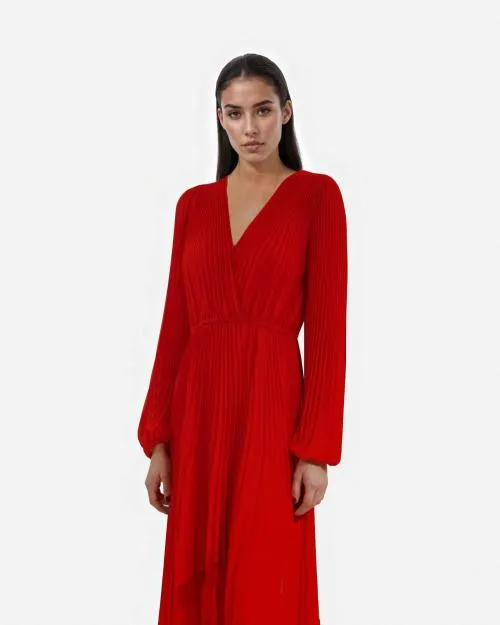 Women Dresses The Kooples Red Pleated Long Dress Red