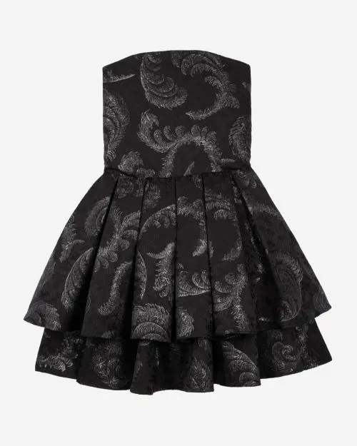 Women Dresses The Kooples Short Black Bustier Dress Black Silver