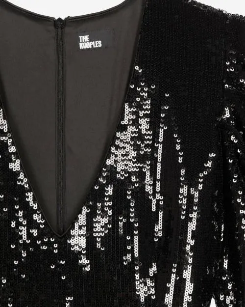 Women Dresses The Kooples Short Black Sequin Dress Black Stone