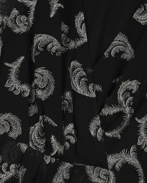 Women Dresses The Kooples Short Black Wrap Dress Black Silver