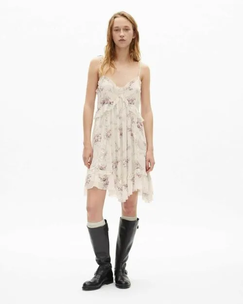 Women Dresses The Kooples Short Ecru 039Antik Flowers039 Print Dress Off White Pink