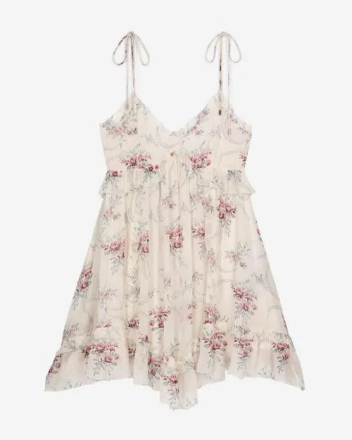 Women Dresses The Kooples Short Ecru 039Antik Flowers039 Print Dress Off White Pink
