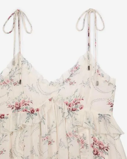 Women Dresses The Kooples Short Ecru 039Antik Flowers039 Print Dress Off White Pink