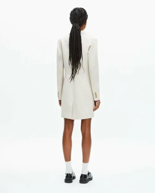 Women Dresses The Kooples Short Ecru Cotton And Linen Dress Beige