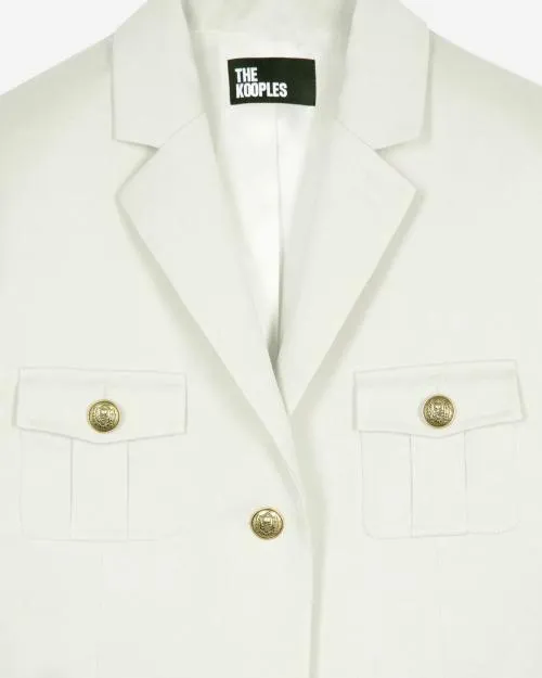 Women Dresses The Kooples Short Ecru Cotton And Linen Dress Beige