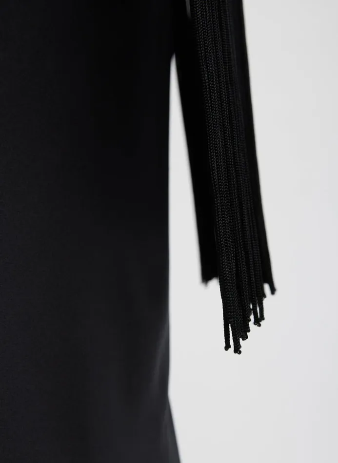 Women Dresses Tibi 4Ply Silk Fringed Dress Black