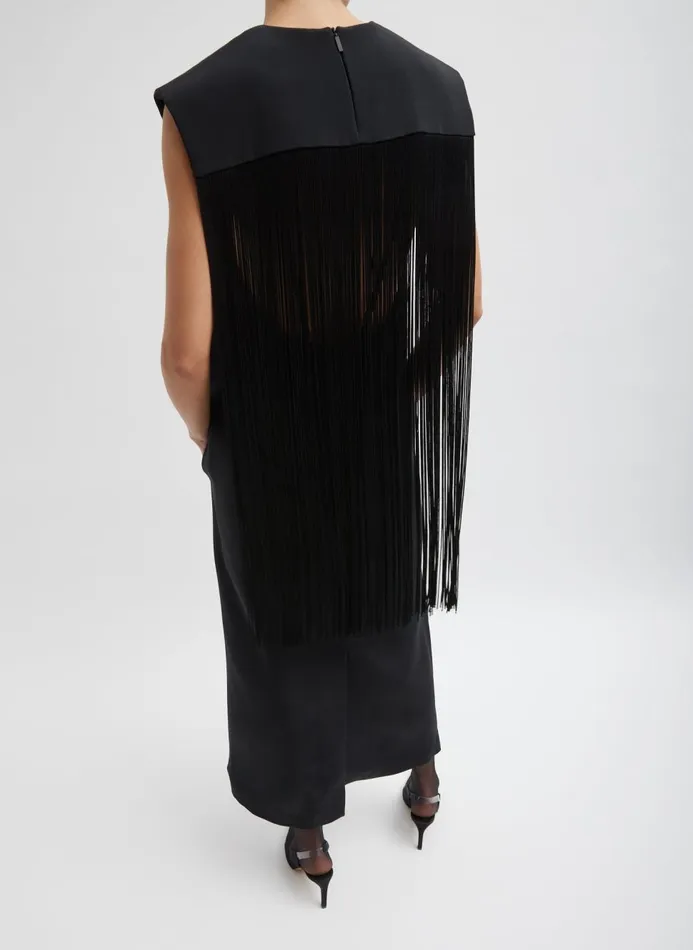 Women Dresses Tibi 4Ply Silk Fringed Dress Black