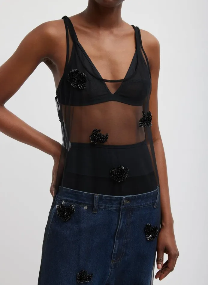 Women Dresses Tibi Artemis Beading Tank Dress Black Multi