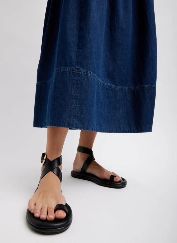 Women Dresses Tibi Light Weight Stone Wash Sculpted Dress Dark Enzyme Wash