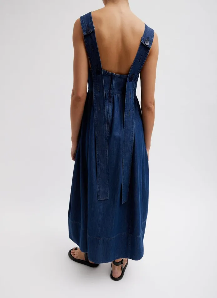 Women Dresses Tibi Light Weight Stone Wash Sculpted Dress Dark Enzyme Wash