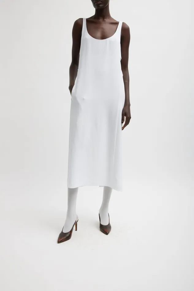 Women Dresses Tibi Pebble Sable Paneled Tank Dress White