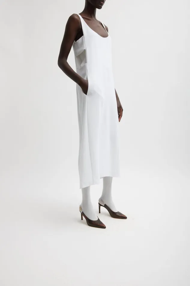 Women Dresses Tibi Pebble Sable Paneled Tank Dress White