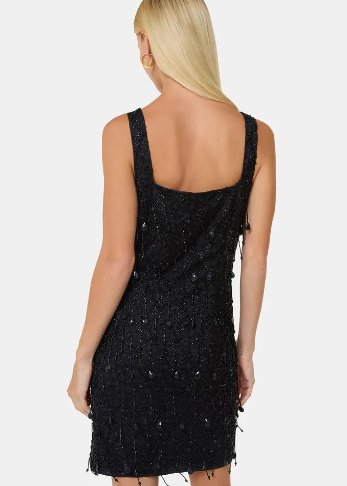 Women Dresses Whistles Black Beaded Mini Dress