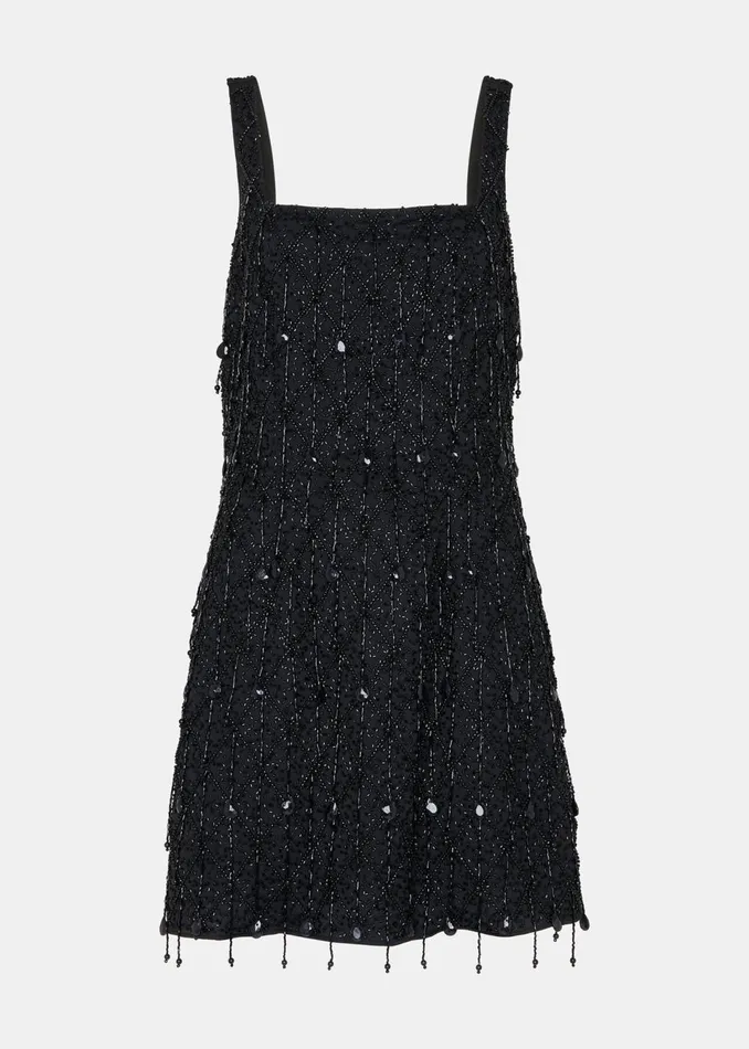 Women Dresses Whistles Black Beaded Mini Dress