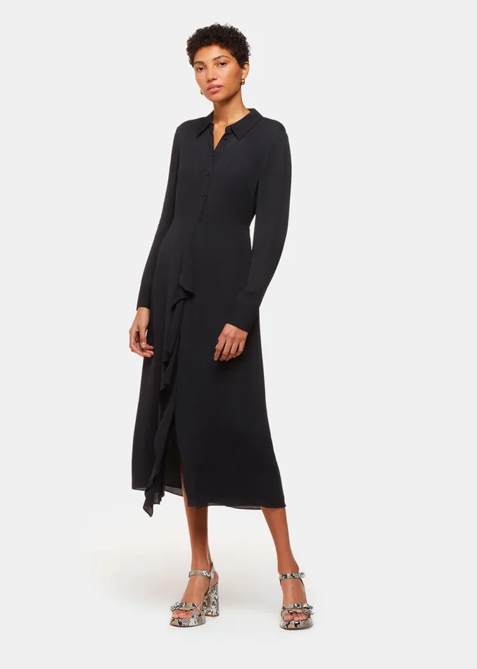 Women Dresses Whistles Black Lea Ruffle Front Dress