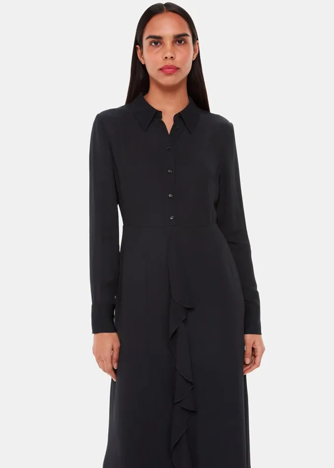 Women Dresses Whistles Black Lea Ruffle Front Dress