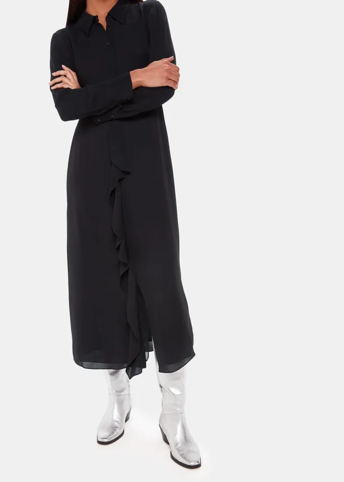 Women Dresses Whistles Black Lea Ruffle Front Dress