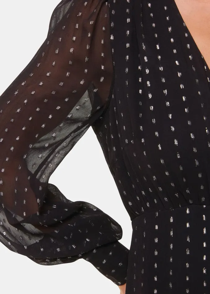 Women Dresses Whistles Black Metallic Stripe Midi Dress