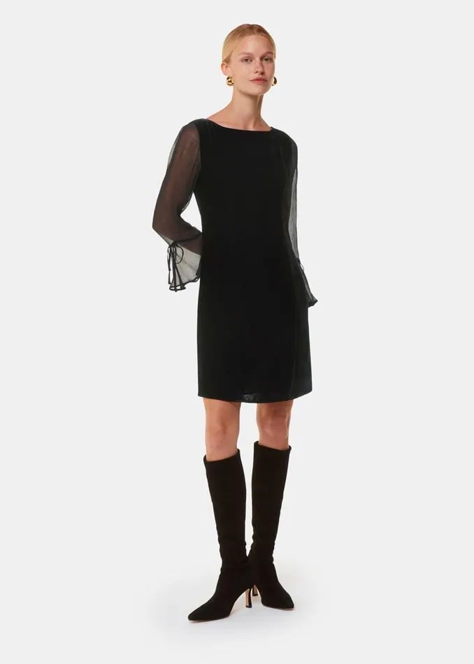 Women Dresses Whistles Black Myla Velvet Mini Dress