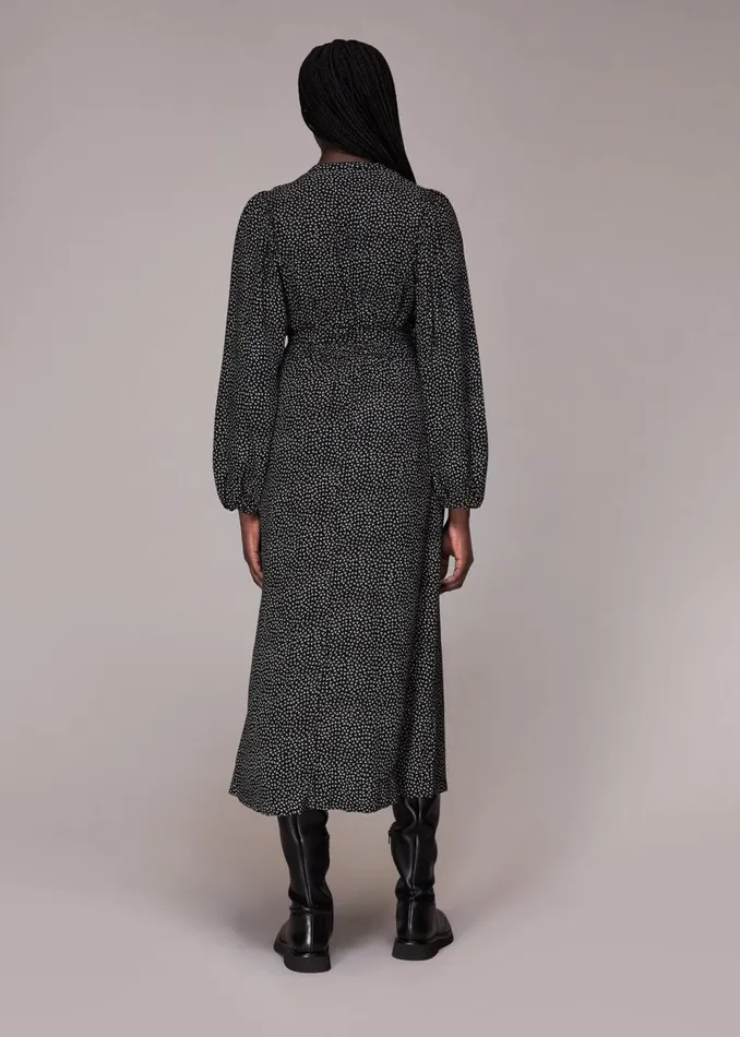 Women Dresses Whistles Black Scattered Y Print Midi Dress