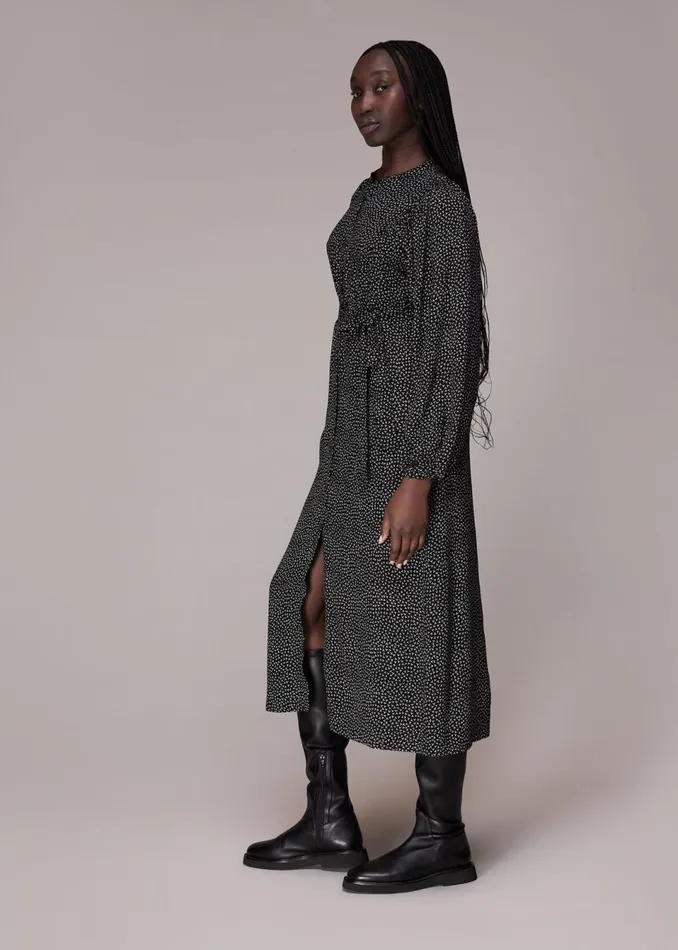 Women Dresses Whistles Black Scattered Y Print Midi Dress