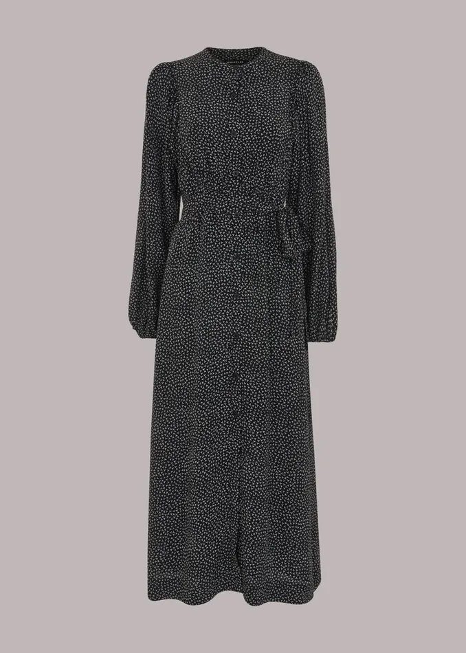 Women Dresses Whistles Black Scattered Y Print Midi Dress