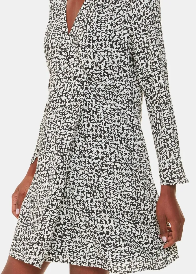 Women Dresses Whistles Black Scribble Print Flippy Dress