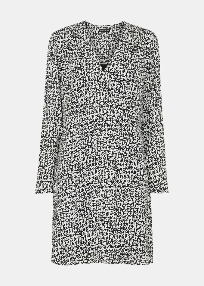 Women Dresses Whistles Black Scribble Print Flippy Dress