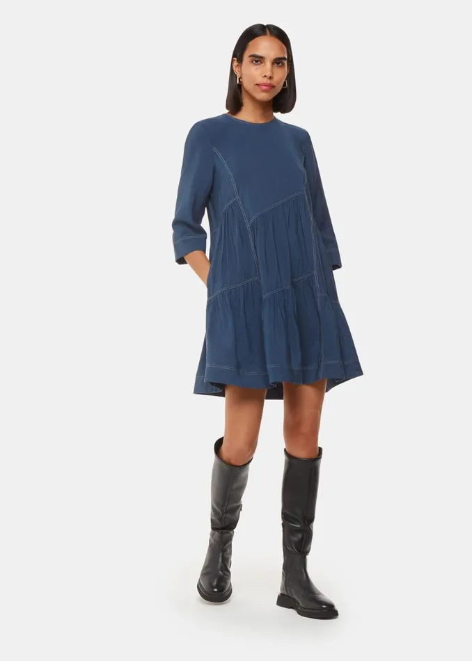 Women Dresses Whistles Blue Phoebe Seam Trapeze Dress