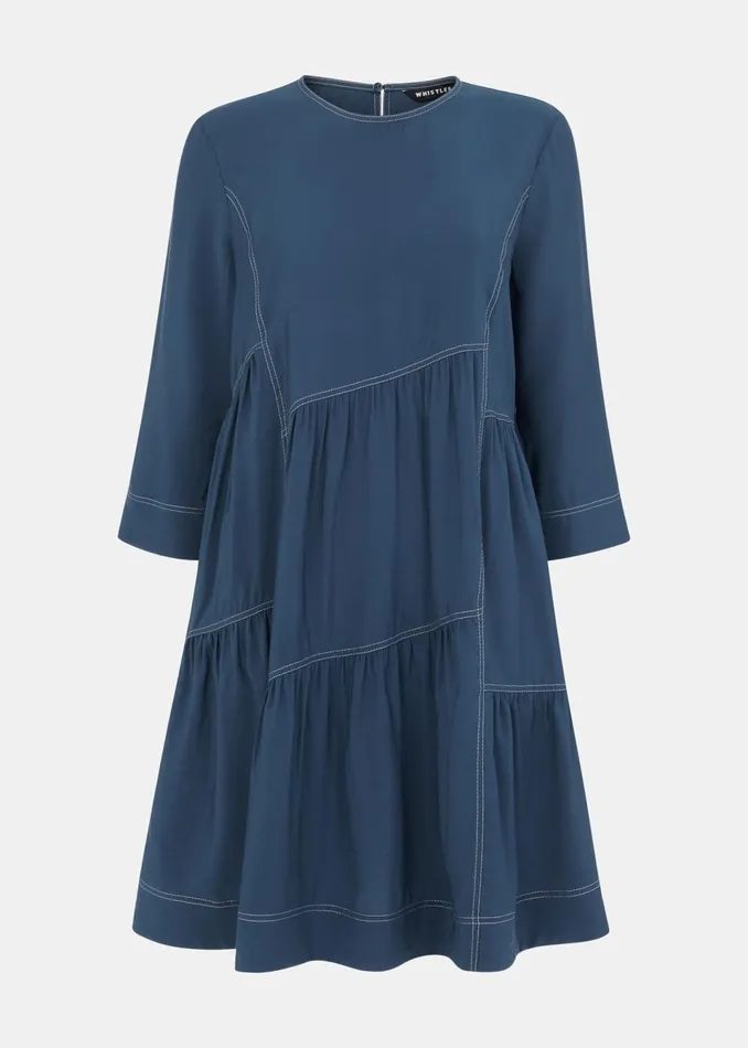 Women Dresses Whistles Blue Phoebe Seam Trapeze Dress