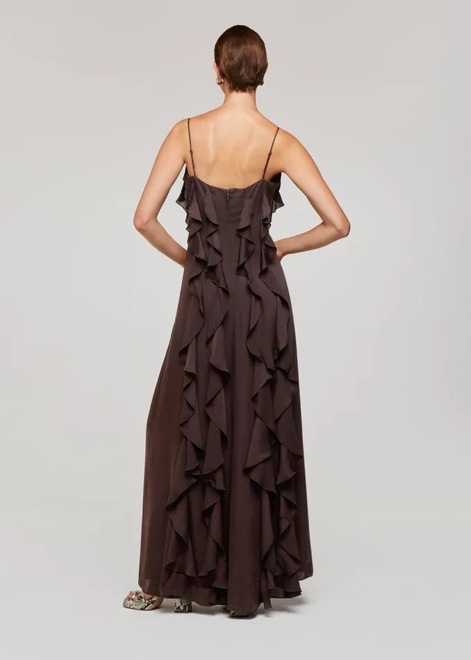 Women Dresses Whistles Chocolate Ruffle Maxi Dress