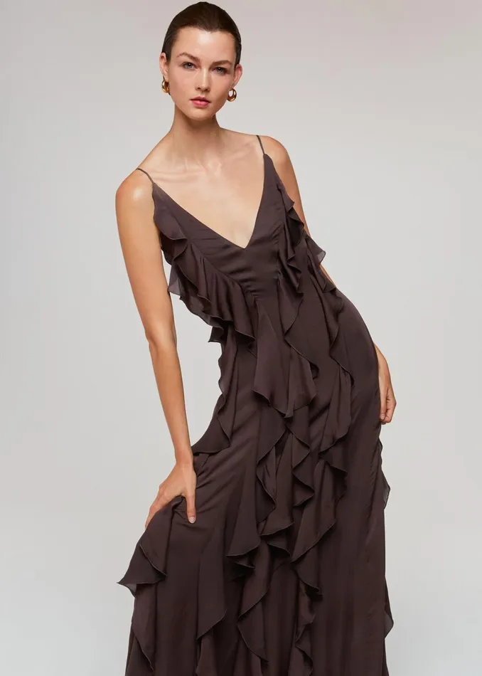 Women Dresses Whistles Chocolate Ruffle Maxi Dress