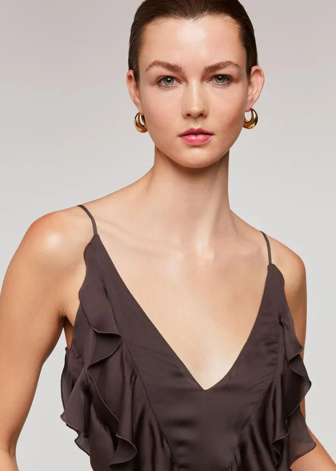 Women Dresses Whistles Chocolate Ruffle Maxi Dress
