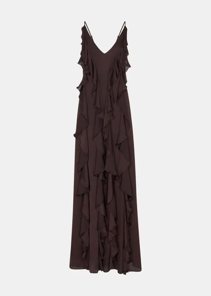 Women Dresses Whistles Chocolate Ruffle Maxi Dress