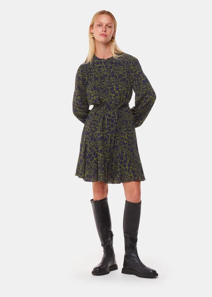 Women Dresses Whistles Green Abstract Petal Flippy Dress