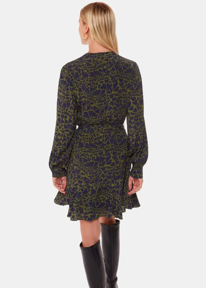 Women Dresses Whistles Green Abstract Petal Flippy Dress