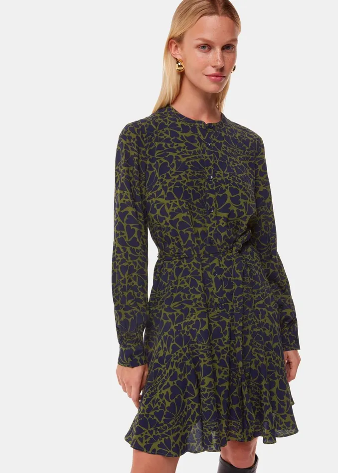 Women Dresses Whistles Green Abstract Petal Flippy Dress