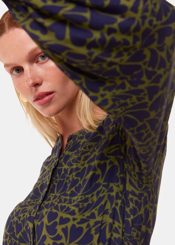 Women Dresses Whistles Green Abstract Petal Flippy Dress