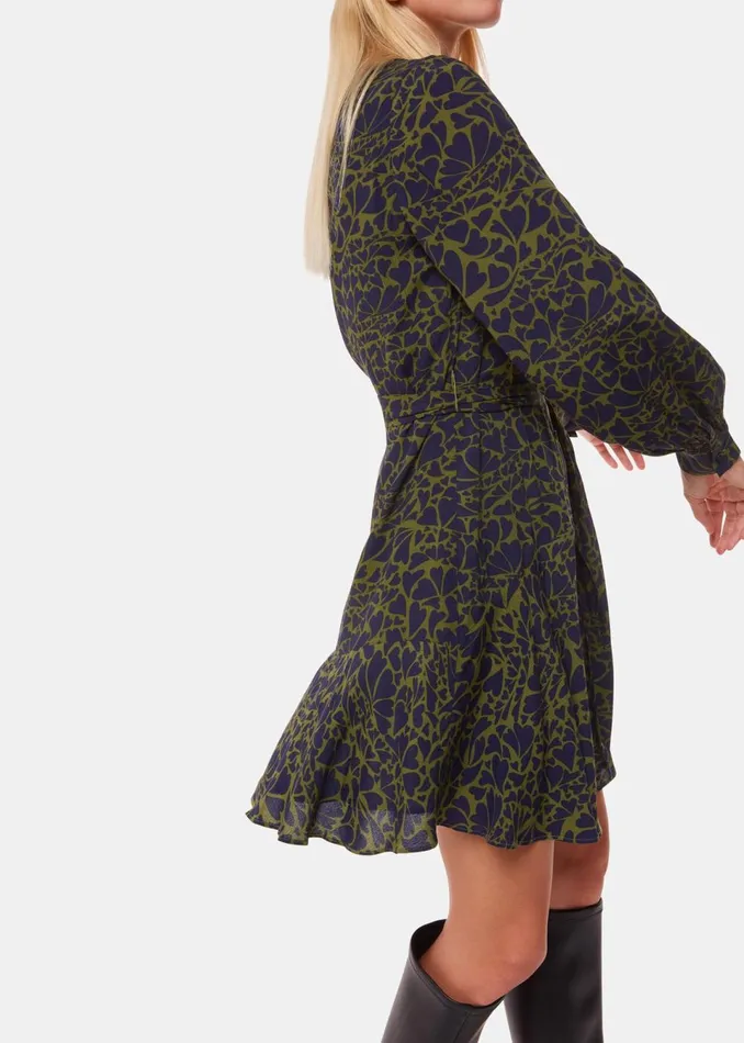 Women Dresses Whistles Green Abstract Petal Flippy Dress