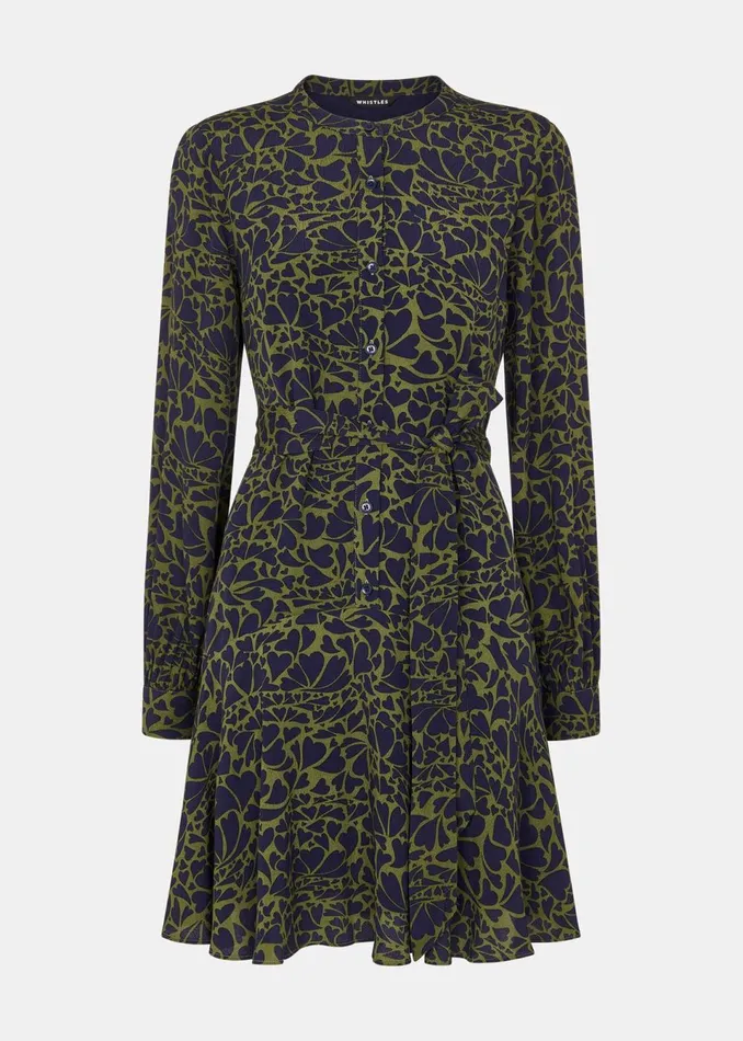 Women Dresses Whistles Green Abstract Petal Flippy Dress