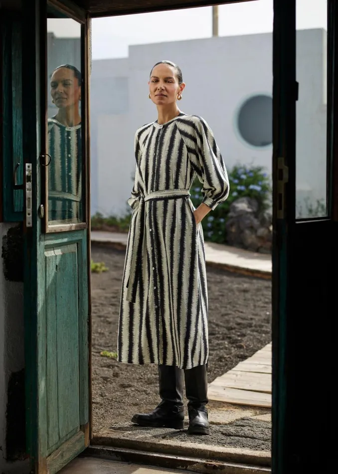 Women Dresses Whistles Ivory Hazy Stripe Mabel Dress