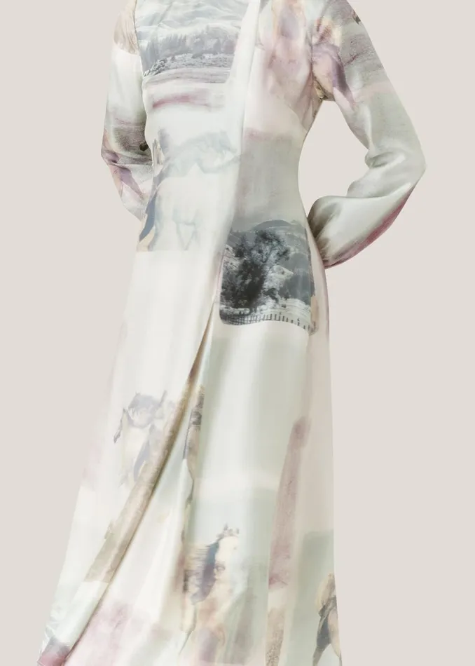 Women Dresses Whistles Ivory Wild Horse Print Silk Dress