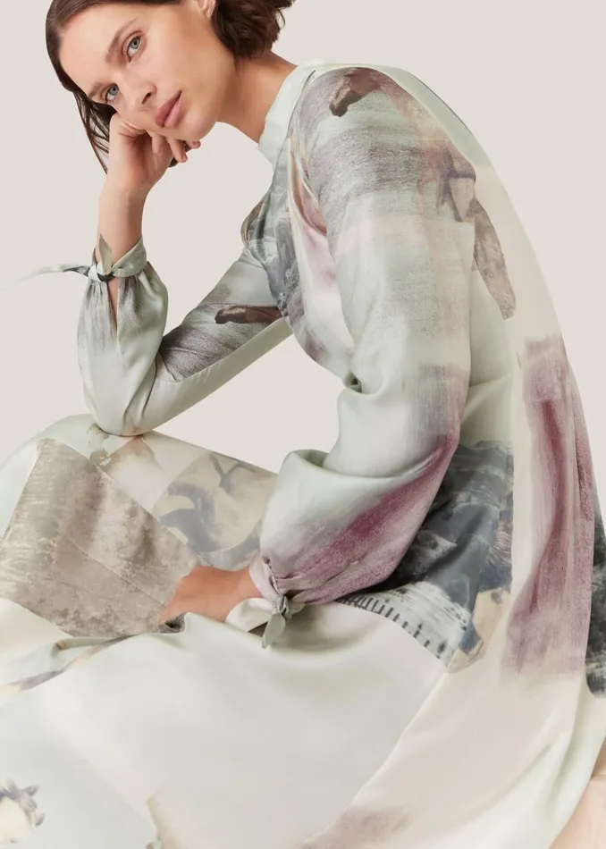 Women Dresses Whistles Ivory Wild Horse Print Silk Dress