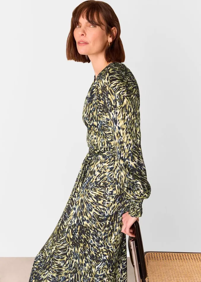 Women Dresses Whistles Khaki Leopard Swirl Midi Dress